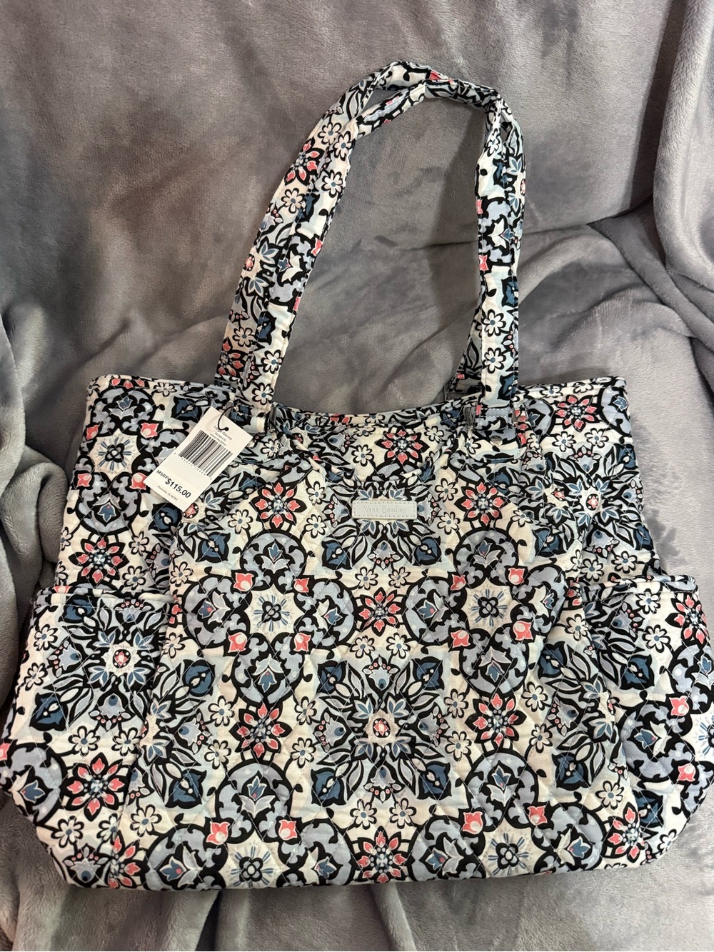 VERA BRADLEY LARGE GLENNA LISBON MEDALLION NWT Tote Bag FLORAL BLUE PINK WHITE